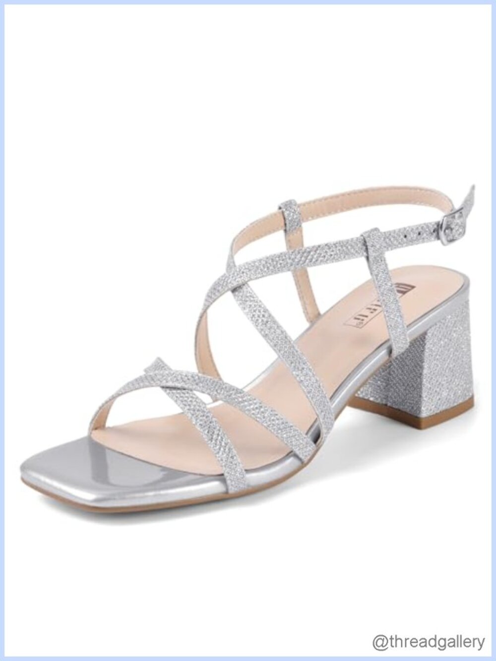 IDIFU Women's 2" Block Heel Square Toe Strappy Slingback Sandals